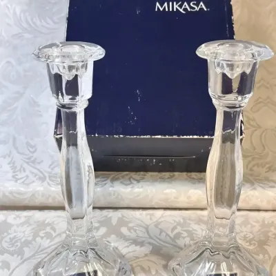 Mikasa Monticello - Two (2)  9" Glass Candlesticks