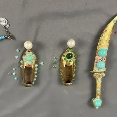 Gem-Adorned Turkish Decorative Daggers and Beaded Strands