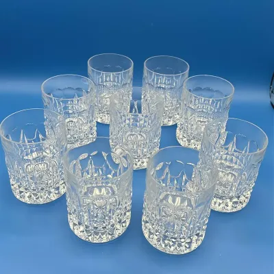 Deep-Cut Crystal Rocks Glasses (Set of 9)