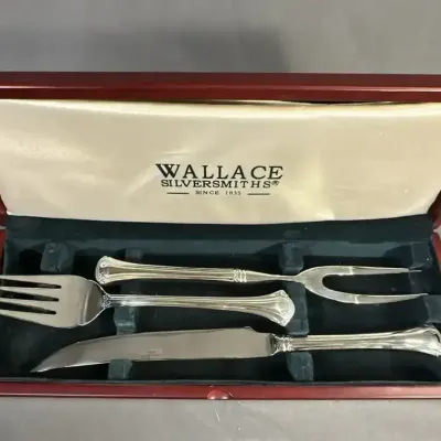 3-Piece Carving Set 18/10 Stainless Steel Wallace Silversmiths in Wood Box