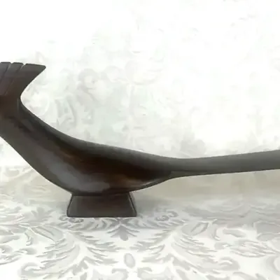 Stylized Carved Wood Roadrunner Sculpture