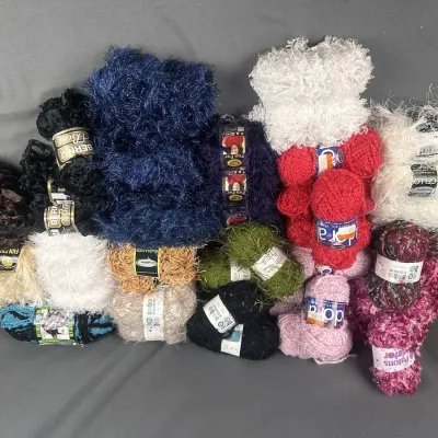 Assorted Novelty and Eyelash Knitting Yarns from Bernat, Lion Brand, and More