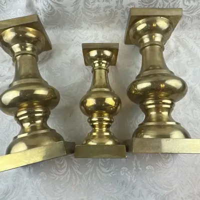 Global Views Modern Brass Baluster Candle Holders, Set of 3