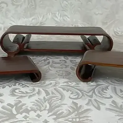 Curved Scroll-Foot Wooden Display Risers, Set of Three