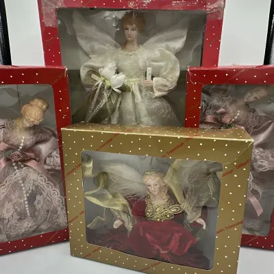 Dillard's Trimmings Angel Ornaments in Red and White Gowns