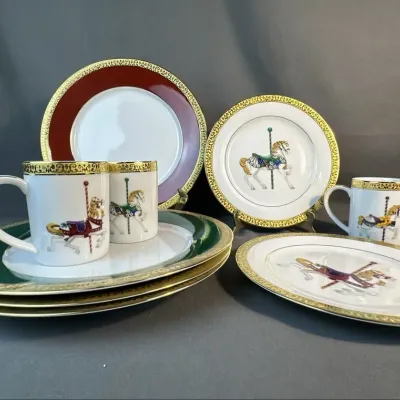Royal Gallery 'Gold Buffet' Carousel Horse China Plates and Mugs