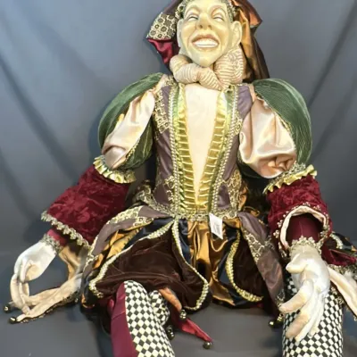 Katherine's Collection Elaborate Handcrafted Jester Doll with Mask -Extra Large