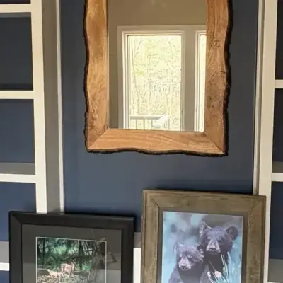 Rustic Wall Decor Collection - Live Edge Mirror & Framed Wildlife Photography