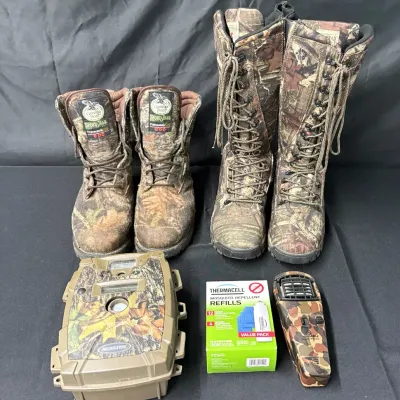 Men's Camo Hunting & Outdoor Gear Lot - Georgia Boot, RedHead, Moultrie & Thermacell