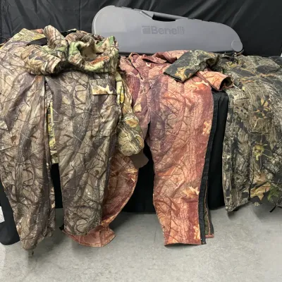 Benelli Gun Case and Assorted Camouflage Hunting Apparel Lot