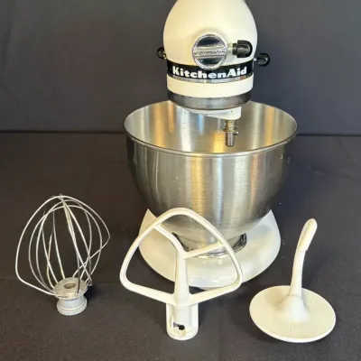 KitchenAid Classic Plus Tilt-Head Stand Mixer - White (K45) with 3 Attachments & SS Bowl