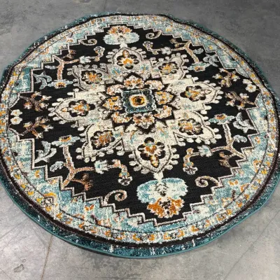Unique Loom Outdoor Casablanca Navy Blue Round Area Rug (72" x 72")