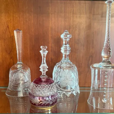 Stunningly Elegant Vintage Cut & Etched Crystal Bell Collection - Lot of 4