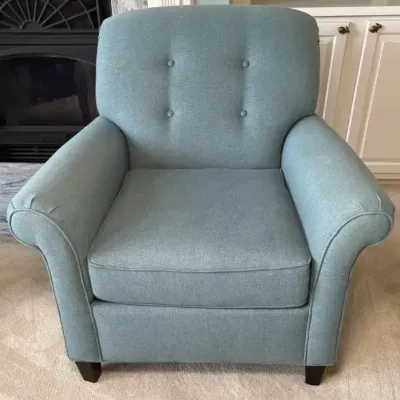 England Inc. Cornflower Blue Tufted Armchair – Traditional Style