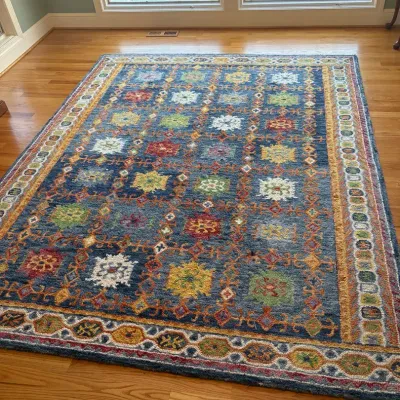 Nourison "Vibrant Collection" 8x10 Hand-Tufted 100% Wool Area Rug - Navy/Multicolor