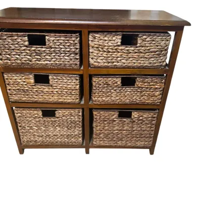 DG645 Wicker And Wood Storage Shelf 