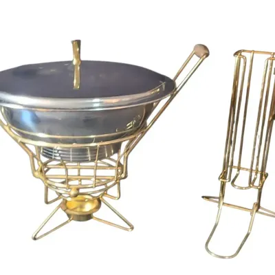 DG703 MCM Chafing Dish W/ Gold Tone Wire Frame Stand