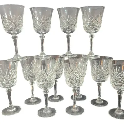 DG603 Vintage Starburst Cut Crystal Goblets Set of 12