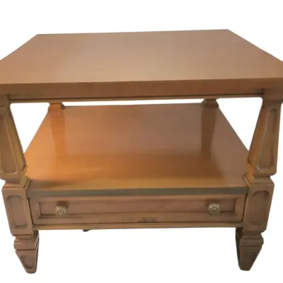 DG636 Mid Century Style Wooden End Table with Lower Shelf & Drawer 