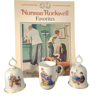 DG605 Norman Rockwell 50 Poster-Size Prints And Porcelain Collectibles 