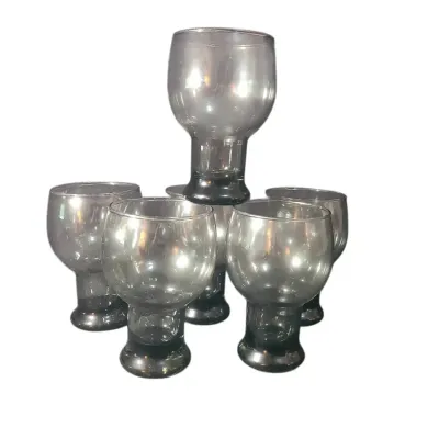 DG704 Set of 4 Libbey Smoke Gray Pedestal Drinking Glasses 