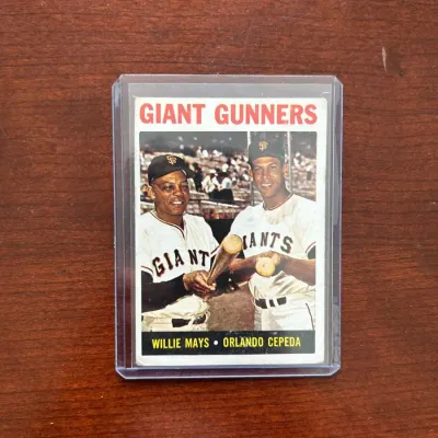 1964 Topps Baseball Card. Giant Gunners - Willie Mays & Orlando Cepeda. Card #306