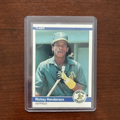 1984 Fleer Baseball Card. Rickey Henderson - Oakland Athletics. Card #447