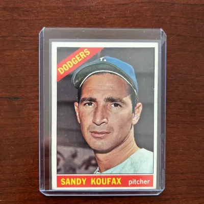 1966 Topps Baseball Card. Sandy Koufax - Los Angeles Dodgers. Card #100