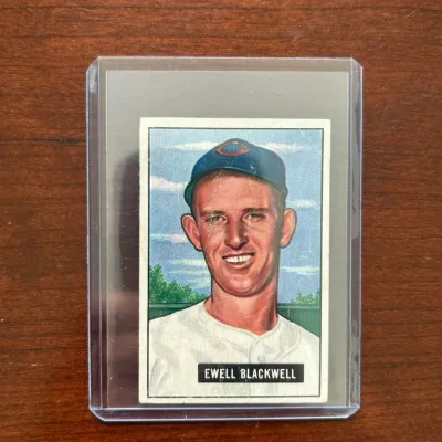 1951 Bowman Baseball Card. Ewell Blackwell - Cincinnati Reds. Card #24