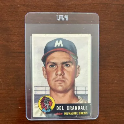 1953 Topps Baseball Card. Del Crandall - Milwaukee Braves. Card #197