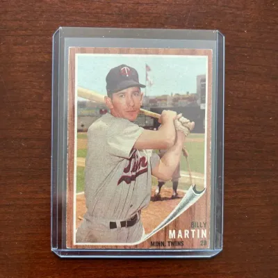 1962 Topps Baseball Card. Billy Martin - Minnesota Twins. Card #208