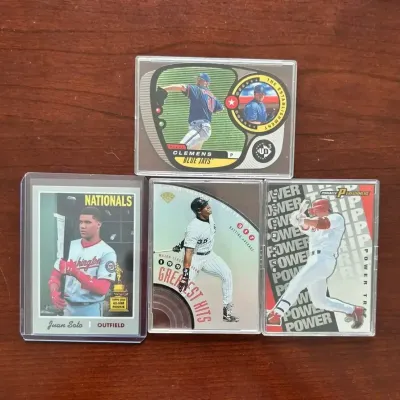 Baseball Numbered Inserts. Juan Soto Rookie /999, Frank Thomas /5000, Clemens /2000, McGwire /1000