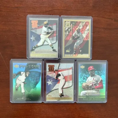 Baseball Card Inserts. Roberto Clemente, Bob Gibson, Satchel Paige