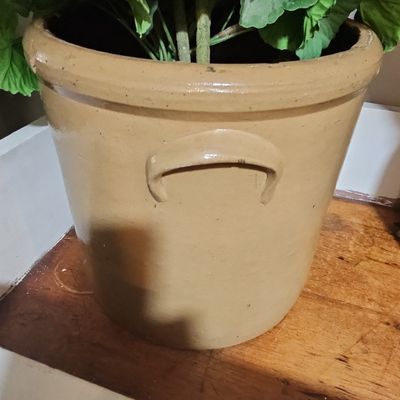 Sale Photo Thumbnail #708: Vintage American Stoneware Crock Planter