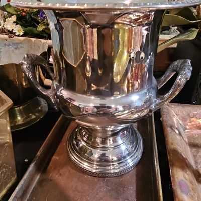 Sale Photo Thumbnail #184: Silver-Plated Champagne Wine Cooler with Ornate Scrolled Handles
