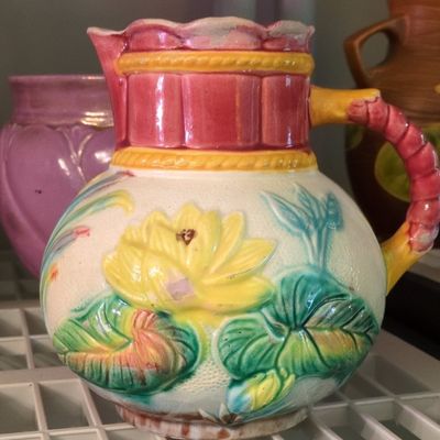 Sale Photo Thumbnail #654: Samuel Lear Majolica Water Lily Pitcher