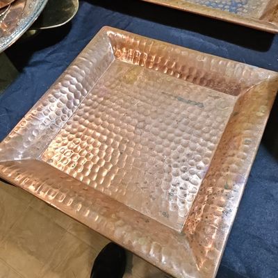 Sale Photo Thumbnail #209: Hand-Hammered Copper Square Serving Tray
