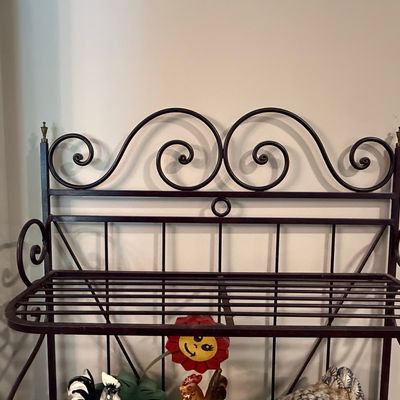Wrought Iron Baker's Rack with Scrollwork
