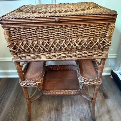 Antique Heywood Wakefield Wicker Sewing Stand