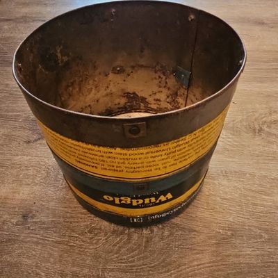 Sale Photo Thumbnail #604: Vintage Wudglo Wood Filler 5 lb. Metal Pail