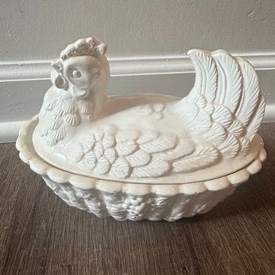 Sale Photo Thumbnail #103: Vintage White Ceramic Hen on Nest Soup Tureen