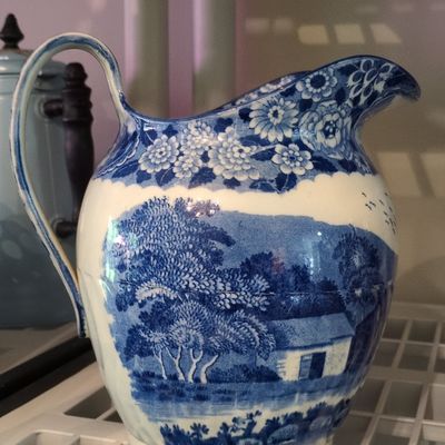 Sale Photo Thumbnail #705: Copeland Spode's Tower Blue and White Transferware Water Pitcher