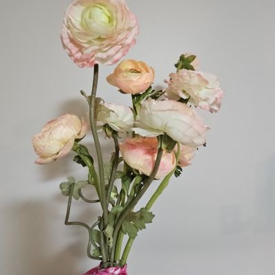 Sale Photo Thumbnail #836: Artificial Ranunculus Floral Arrangement with Pink and Peach Tones