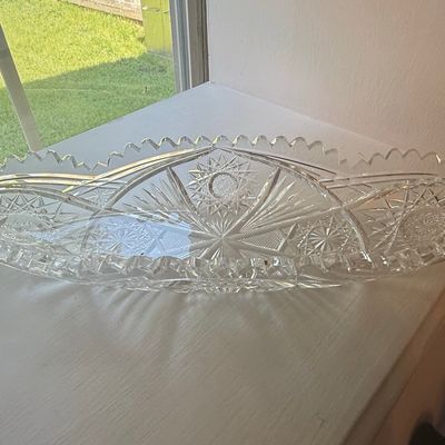 American Brilliant Period Cut Glass Celery Dish