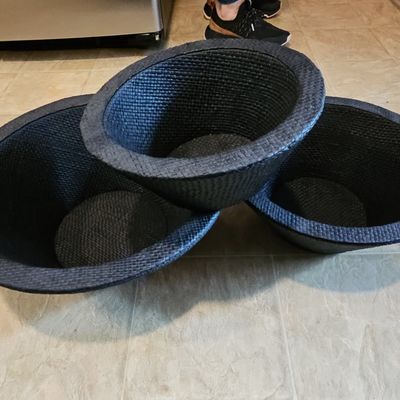 Sale Photo Thumbnail #572: Set of Three Woven Black Decorative Baskets