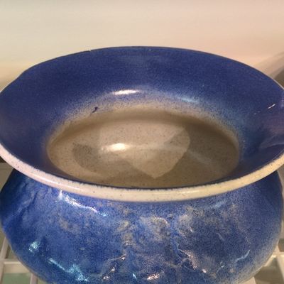 Sale Photo Thumbnail #742: Studio Pottery Cobalt Blue Speckled Planter Bowl