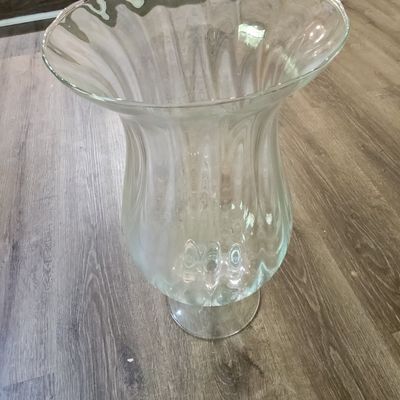 Sale Photo Thumbnail #785: Large Ribbed Clear Glass Hurricane Vase