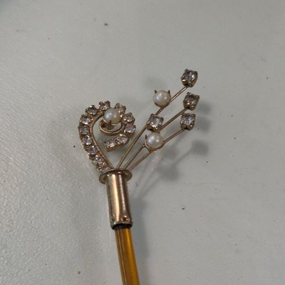 Sale Photo Thumbnail #345: Vintage Rhinestone and Faux Pearl Stick Pin