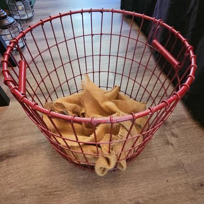 Sale Photo Thumbnail #607: Vintage Red Wire Egg Basket