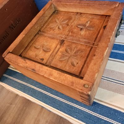 Sale Photo Thumbnail #110: Antique Wooden Butter Mold with Floral Carvings